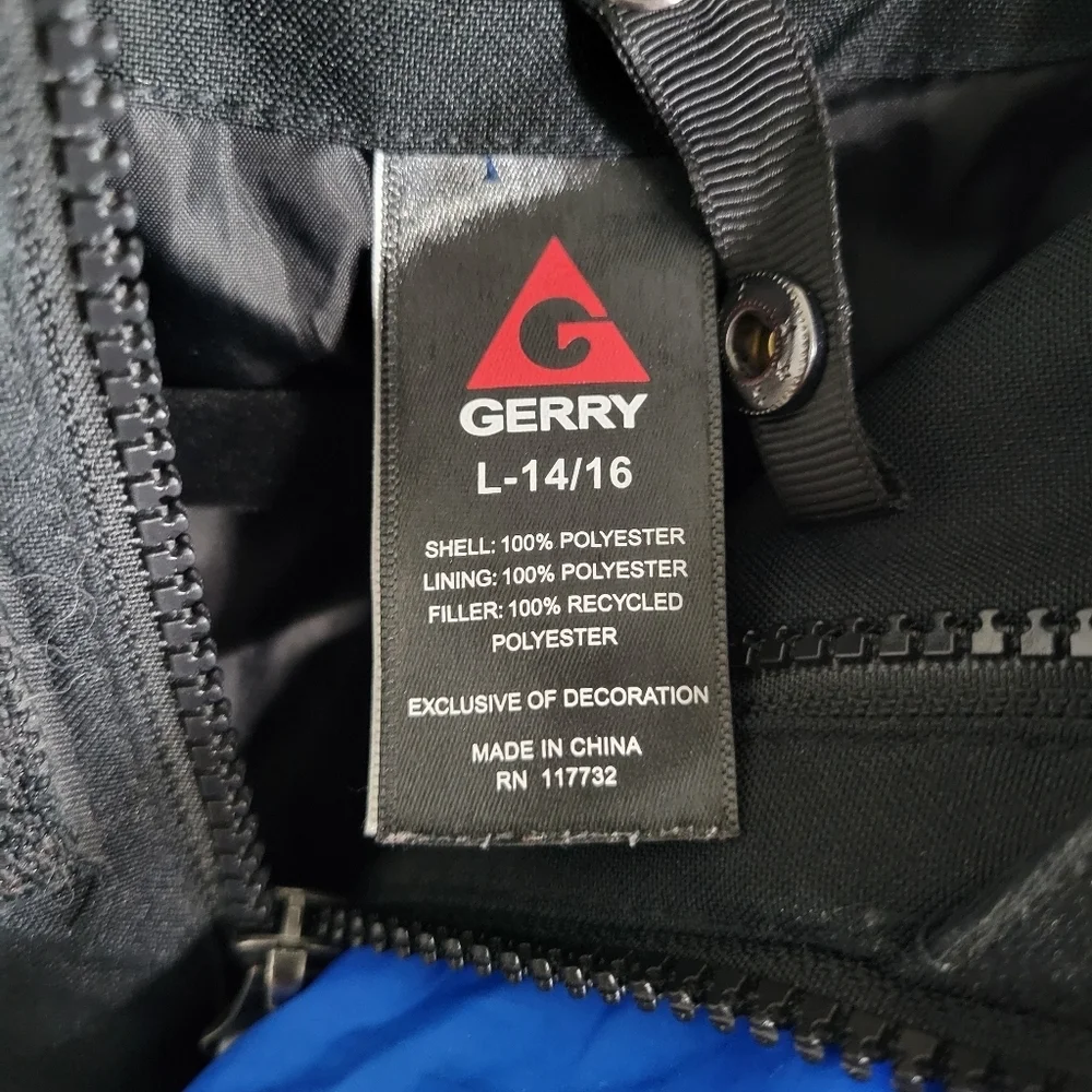 Gerry Winter Jacket Youth, Size Large (14/16) Blue Black Gray